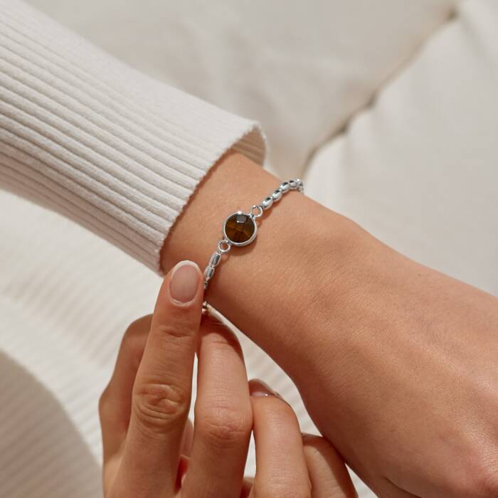 Joma Jewellery Serenity Stones Tiger's Eye Silver Plated Bracelet