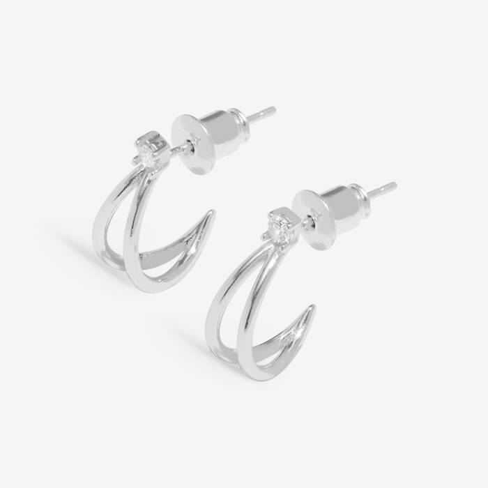 Joma Jewellery Soul Shine Cz Hoop Silver Plated Hoop Earrings