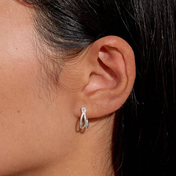 Joma Jewellery Soul Shine Cz Hoop Silver Plated Hoop Earrings