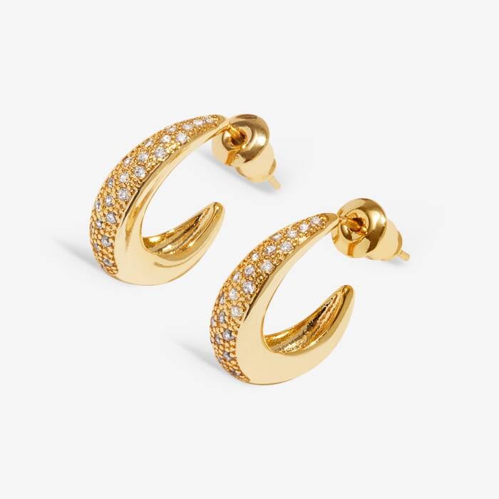 Joma Jewellery Soul Shine Pave Hoop Gold Plated Hoop Earrings