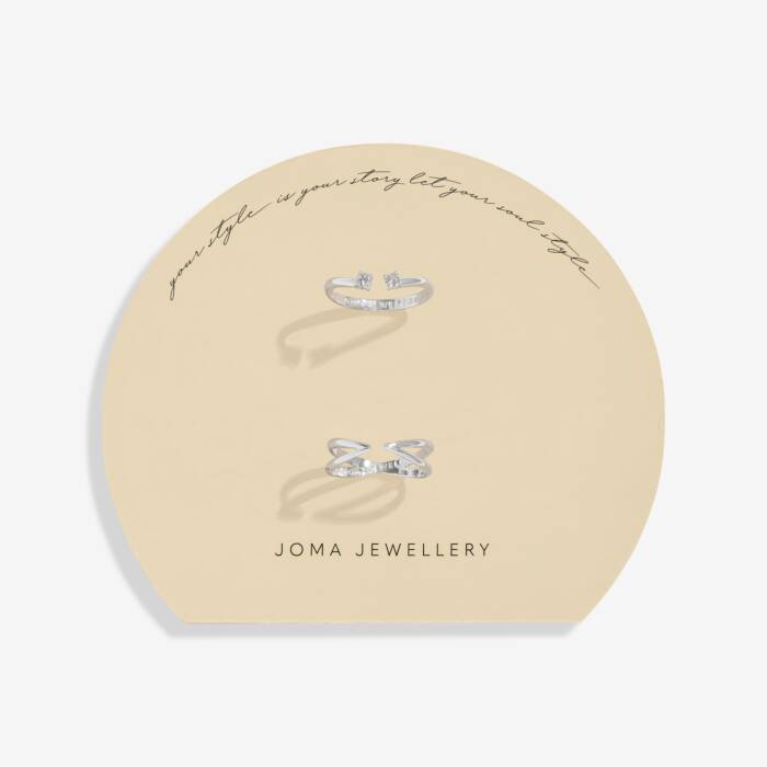 Joma Jewellery Soul Shine Ring Stack Crossover Silver Plated Set Of 2 Rings