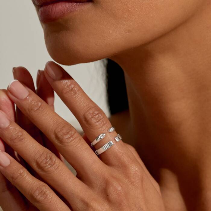 Joma Jewellery Soul Shine Ring Stack Layered Twist Silver Plated Set Of 2 Rings