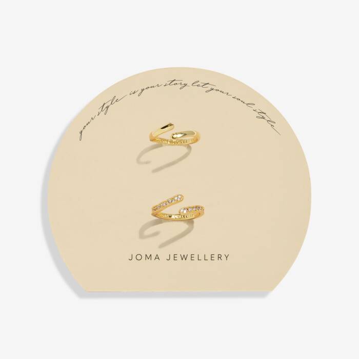 Joma Jewellery Soul Shine Ring Stack Organic Wave Gold Plated Set Of 2 Rings