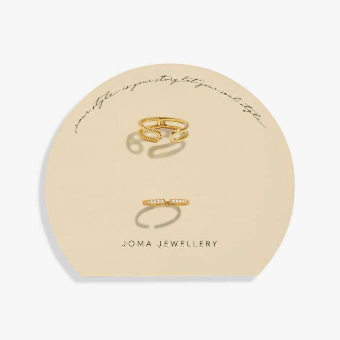 Joma Jewellery Soul Shine Ring Stack Rope Gold Plated Set Of 2 Rings