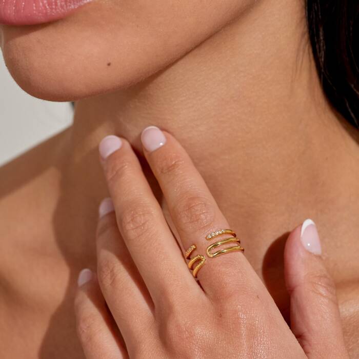 Joma Jewellery Soul Shine Ring Stack Rope Gold Plated Set Of 2 Rings