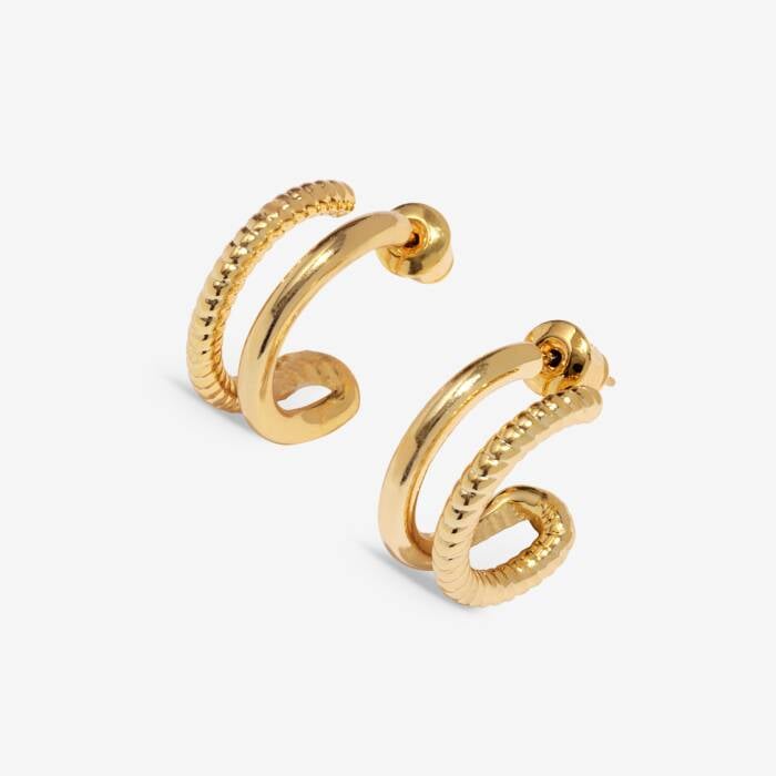 Joma Jewellery Soul Shine Rope Illusion Gold Plated Hoop Earrings