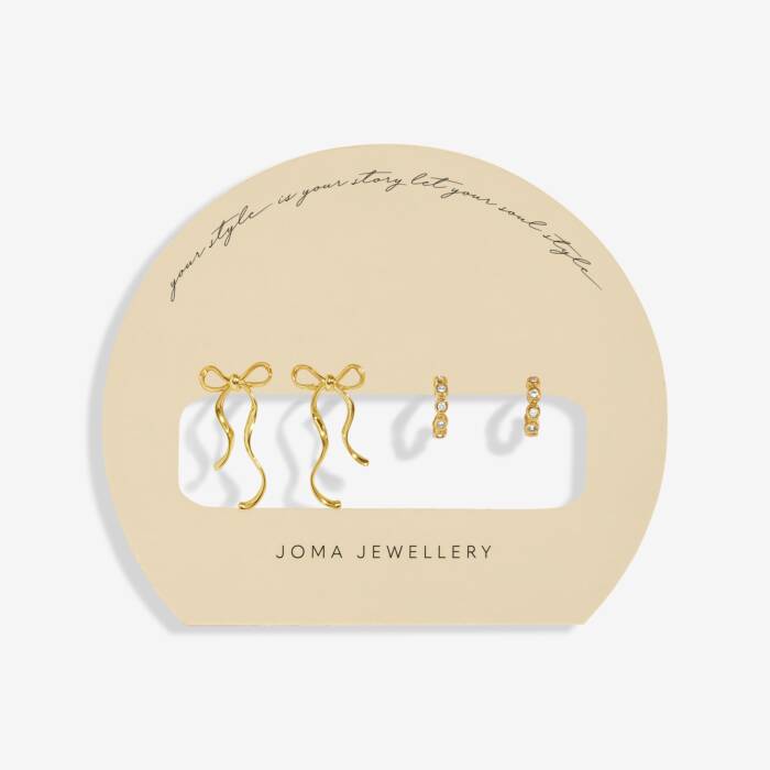 Joma Jewellery Soul Shine Stack Bows Gold Plated Set Of 2 Earrings