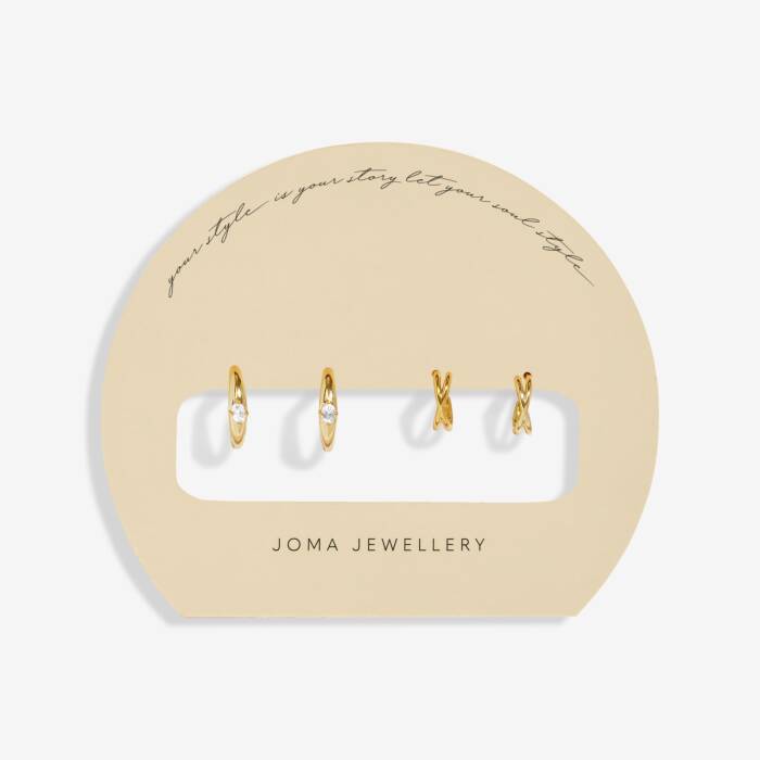Joma Jewellery Soul Shine Stack Crossover Gold Plated Set Of 2 Hoop Earrings