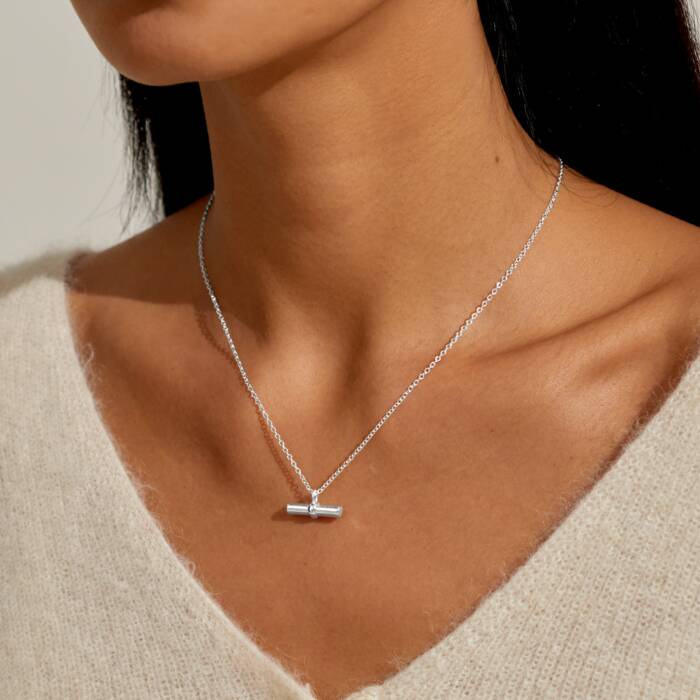 Joma Jewellery Style Stories Heart T-Bar Silver Plated Necklace