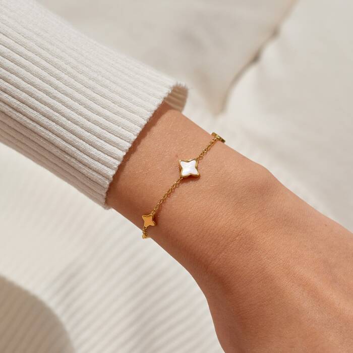Joma Jewellery Style Stories Mother Of Pearl Clover Gold Plated Bracelet