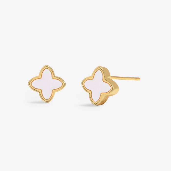Joma Jewellery Style Stories Mother Of Pearl Clover Gold Plated Earrings