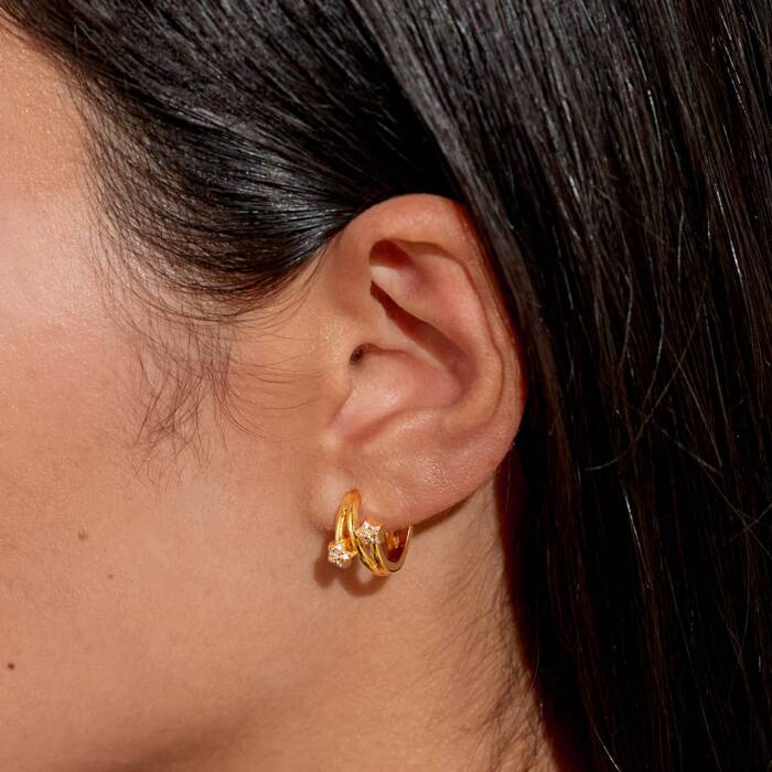 Joma Jewellery Style Stories Stars Gold Plated Hoop Earrings