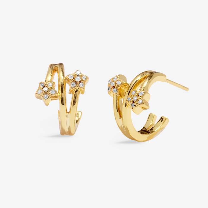 Joma Jewellery Style Stories Stars Gold Plated Hoop Earrings