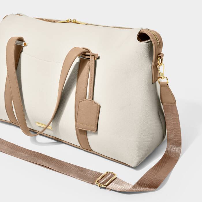 Katie Loxton Amalfi Canvas Weekend Bag Off White Soft Tan