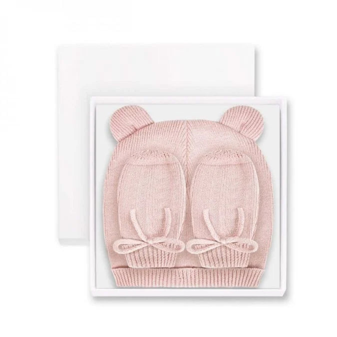 Katie Loxton Beautifully Boxed Fine Knit Baby Hat And Mittens Pink