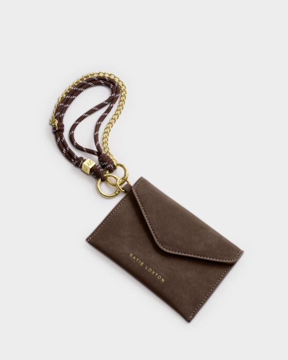 Katie Loxton Cord Purse Bitter Chocolate Suedette
