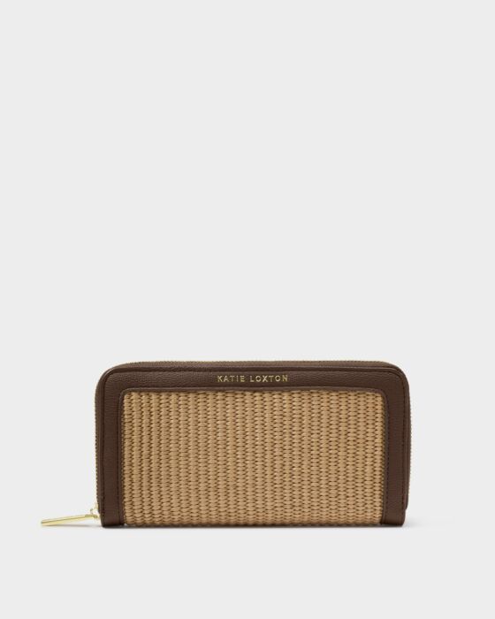 Katie Loxton Florence Purse Bitter Chocolate/Natural Raffia