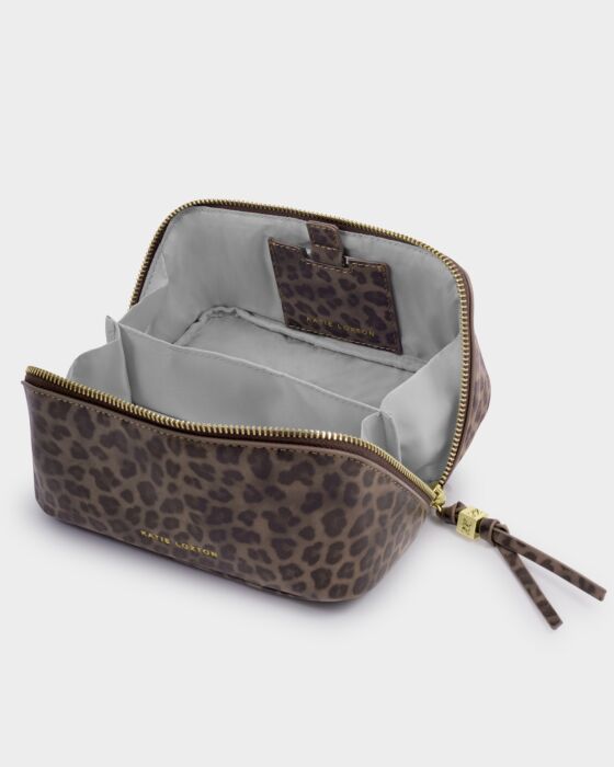 Katie Loxton Fold-Out Mirror Make Up Bag Leopard