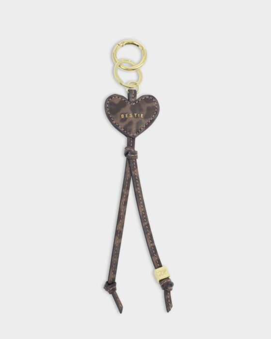 Katie Loxton Heart Charm Keyring Bestie Leopard
