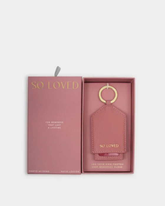 Katie Loxton Hidden Photo Keyring So Loved Raspberry Pink