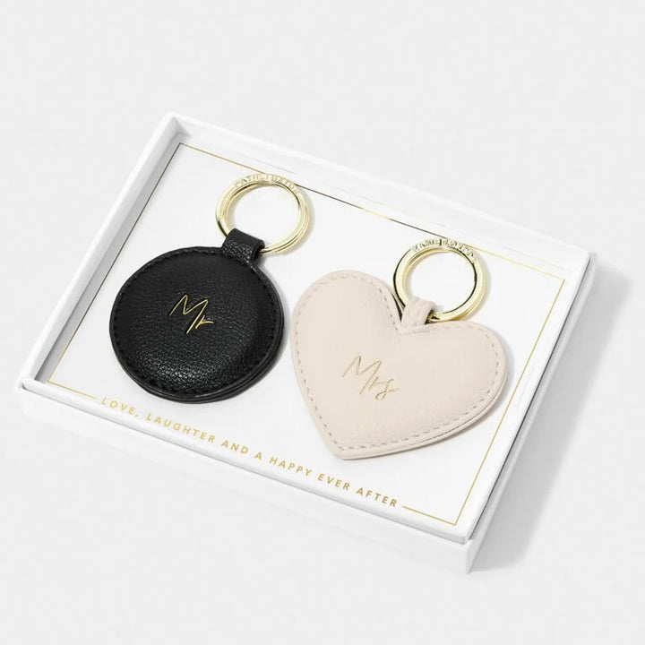 Katie Loxton Keyring Set Mr & Mrs Black/Eggshell