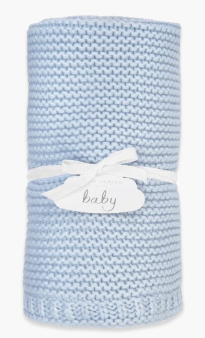 Katie Loxton Cotton Knitted Baby Blanket Blue