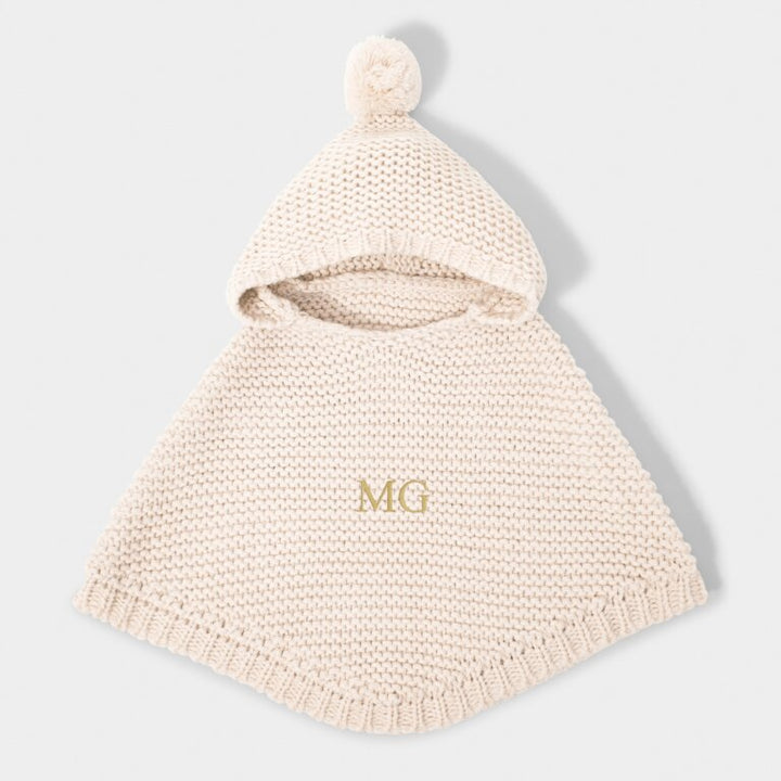 Katie Loxton Knitted Baby Poncho Eggshell