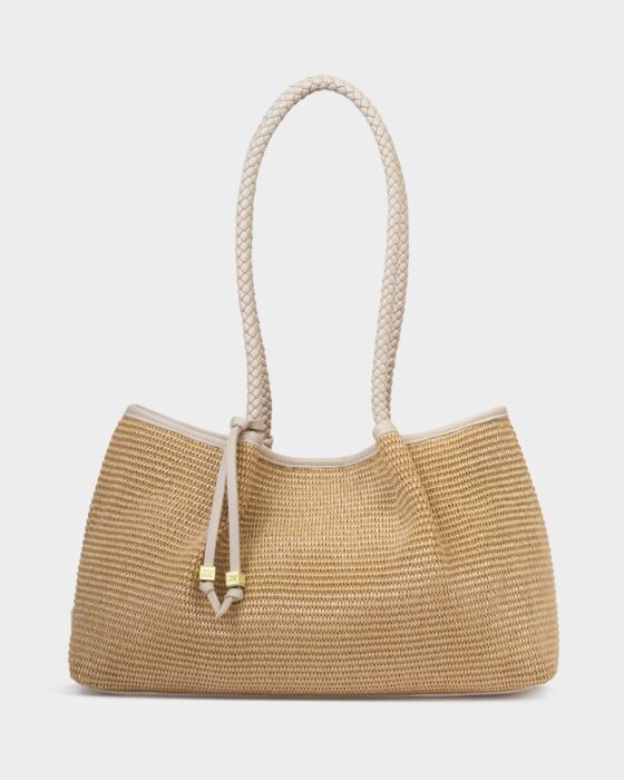 Katie Loxton Nova Raffia Small Shoulder Tote Natural Raffia/Oyster
