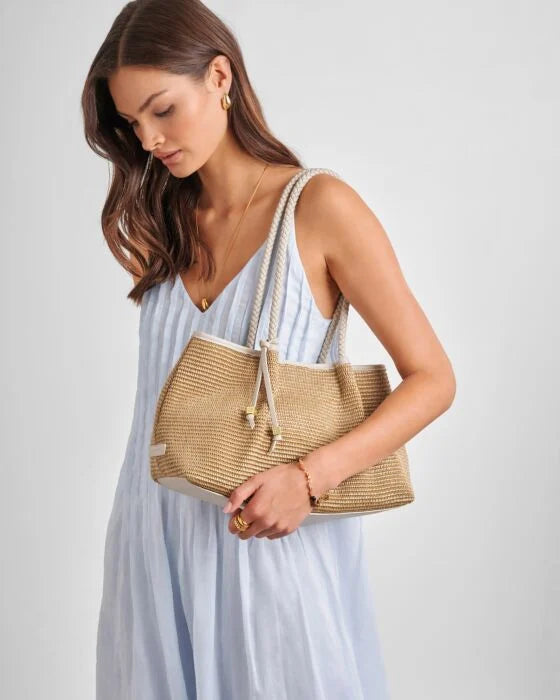 Katie Loxton Nova Raffia Small Shoulder Tote Natural Raffia/Oyster