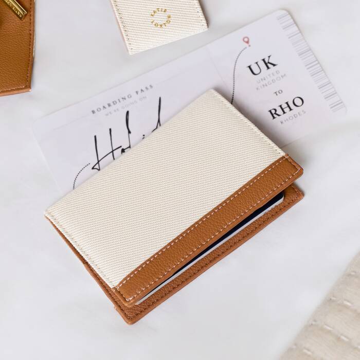 Katie Loxton Passport Cover Canvas Cognac
