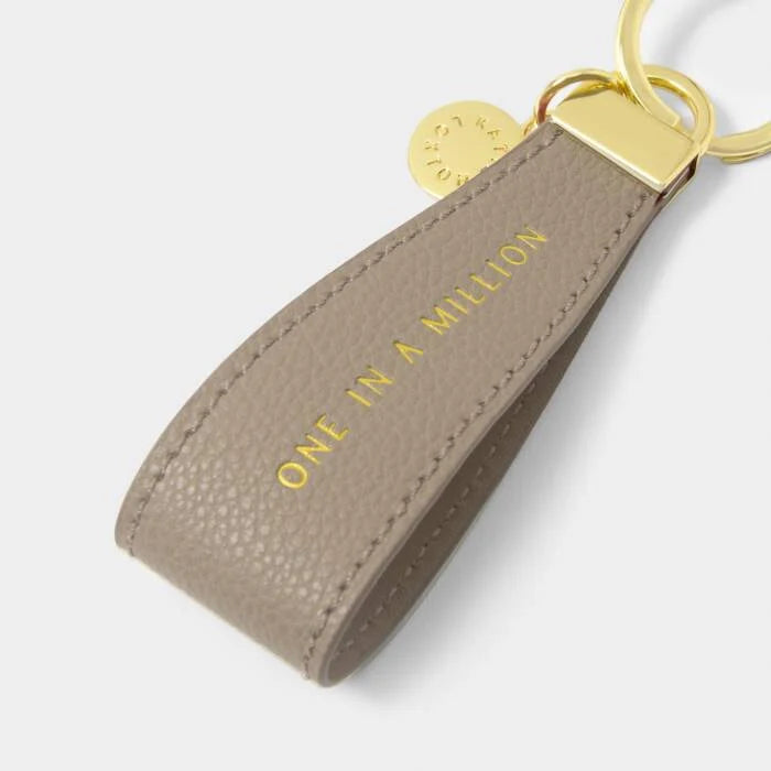 Katie Loxton Sentiment Loop Keyring On In A Million Light Taupe