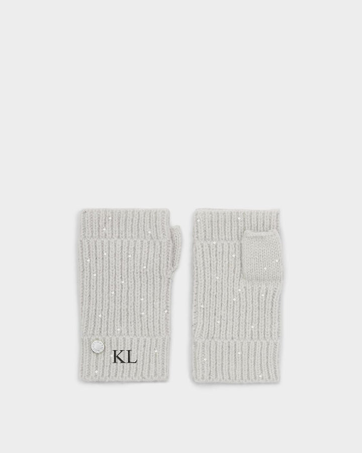 Katie Loxton Sequin Handwarmer Gloves Pale Grey