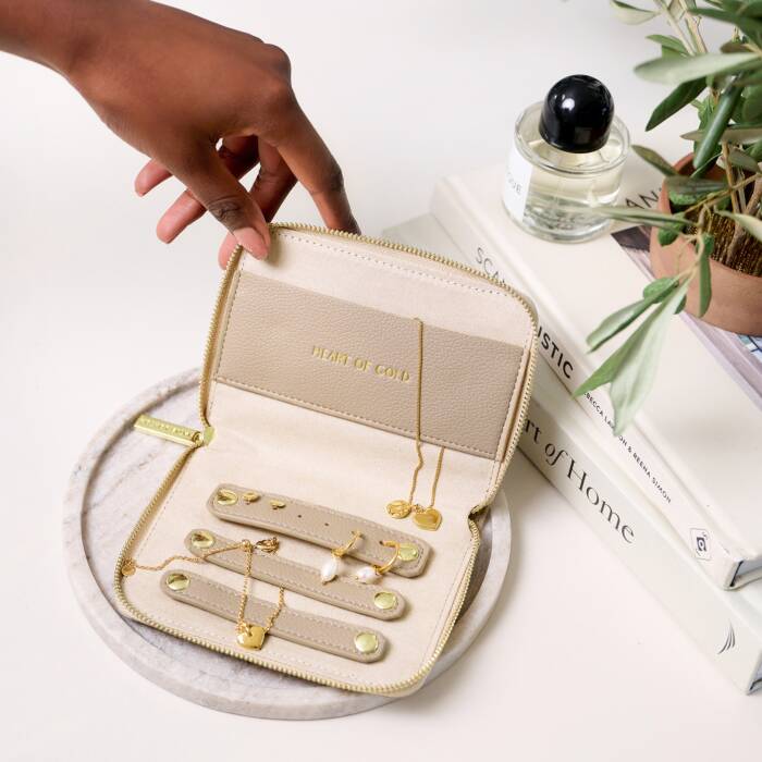 Katie Loxton Slim Jewellery 'Case Heart Of Gold' Light Taupe