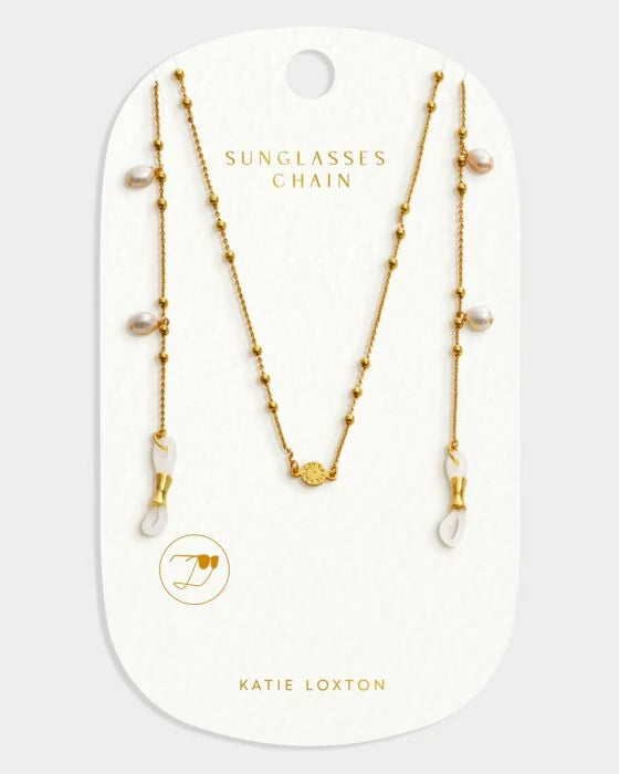 Katie Loxton Sol Pearl Sunglasses Chain Gold Coated