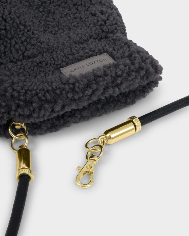 Katie Loxton Teddy Mittens With Cord Charcoal