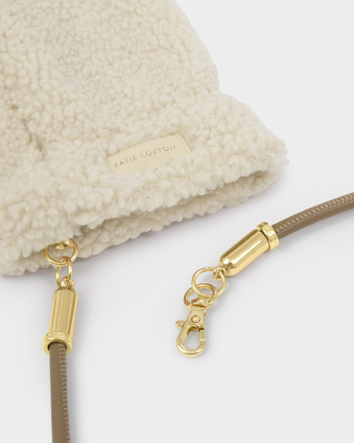 Katie Loxton Teddy Mittens With Cord Cream