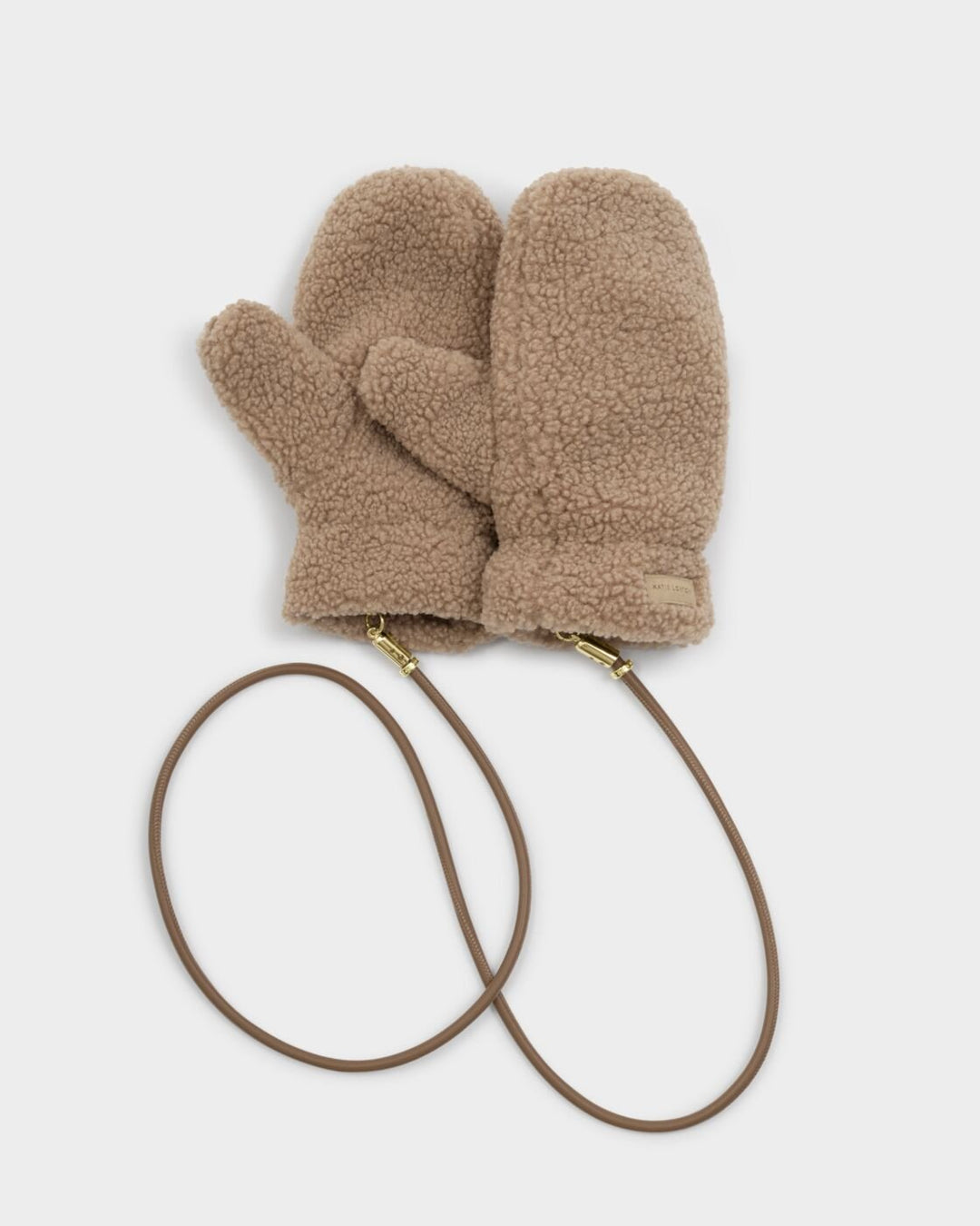 Katie Loxton Teddy Mittens With Cord Tan