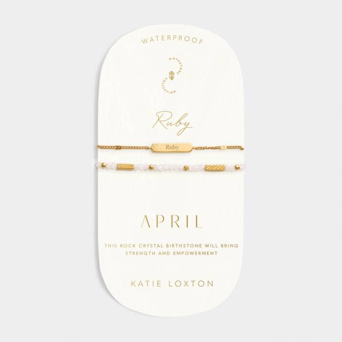 Katie Loxton Waterproof Birthstone Bracelet April Rock Crystal 18cm