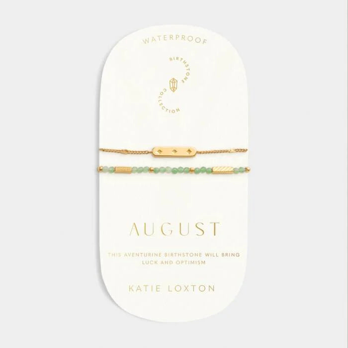 Katie Loxton Waterproof Birthstone Bracelet August Aventurine 18cm