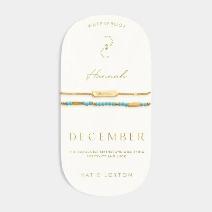Katie Loxton Waterproof Birthstone Bracelet December Turquoise 18cm