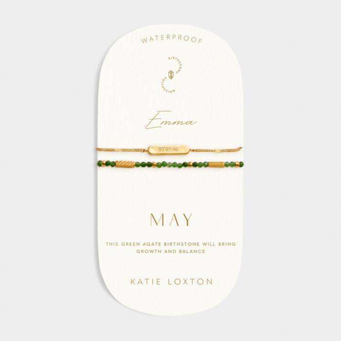 Katie Loxton Waterproof Birthstone Bracelet May Green Agate 18cm