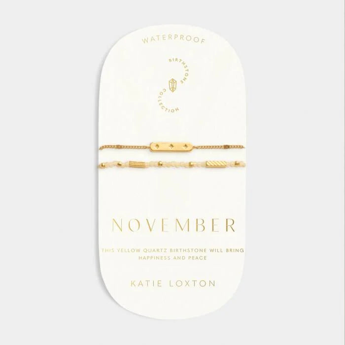 Katie Loxton Waterproof Birthstone Bracelet November Yellow Quartz 18cm