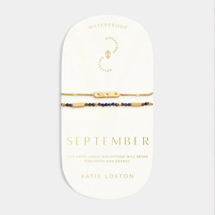 Katie Loxton Waterproof Birthstone Bracelet September Lapis Lazuli 18cm