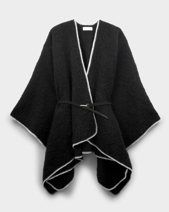 Katie Loxton Whipstitch Cape With Belt Black