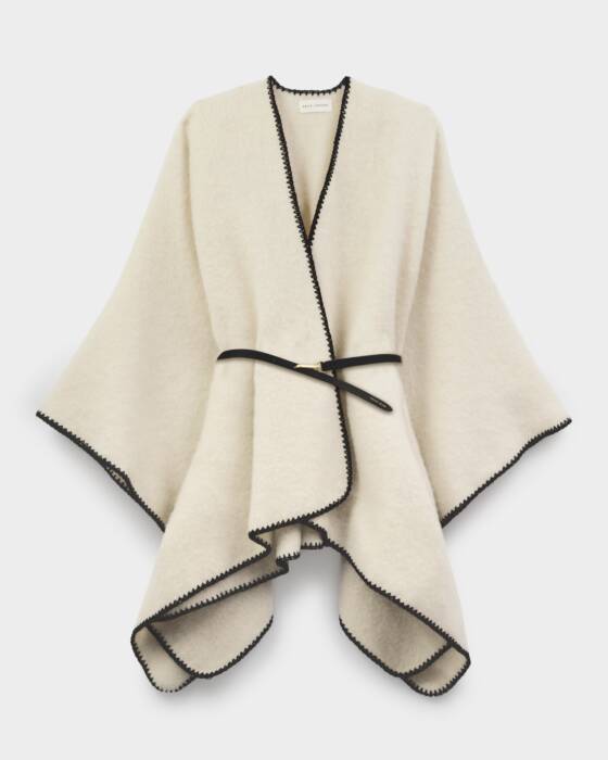 Katie Loxton Whipstitch Cape With Belt Cream