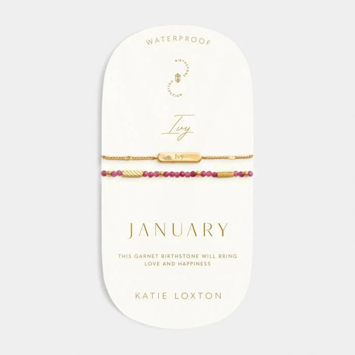 Katie Loxton 'January' Waterproof Gold Birthstone Bracelet 18cm