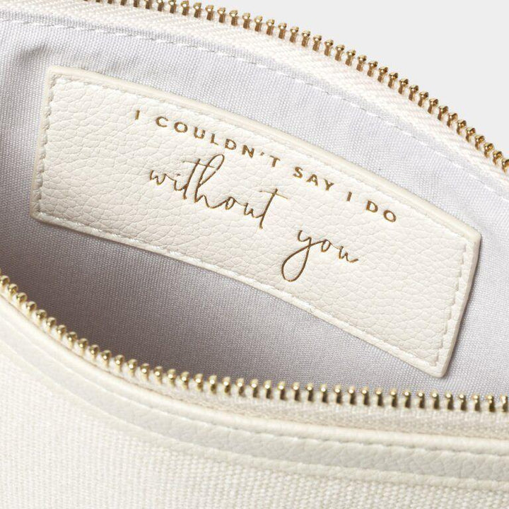 Katie Loxton Bridal Secret Message Canvas Pouch I Couldnt Say I Do Without You Off White Rose Quartz